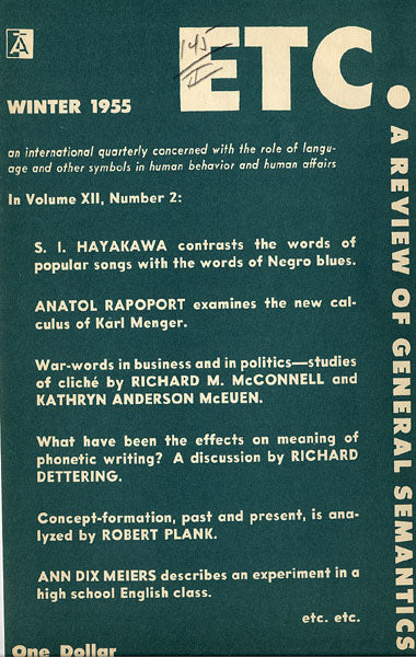 PDF Version: ETC: A Review of General Semantics 12:2 (Winter 1955)