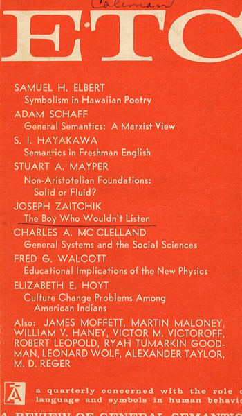 PDF Version: ETC: A Review of General Semantics 18:4 (February 1962)