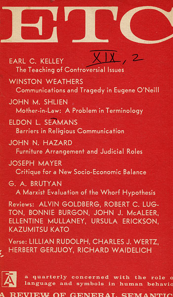 PDF Version: ETC: A Review of General Semantics 19:2 (July 1962)