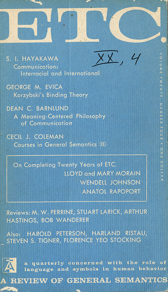PDF Version: ETC: A Review of General Semantics 20:4 (December 1963)