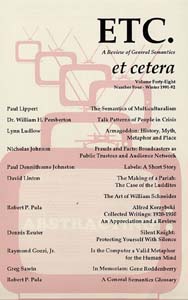 PDF Version: ETC: A Review of General Semantics 48:4 (Winter 1991-1992)