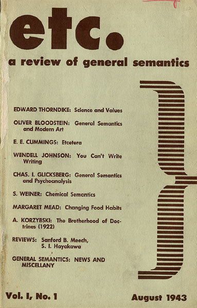 PDF Version: ETC: A Review of General Semantics 1:1 (August 1943)