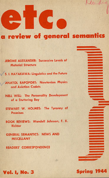 PDF Version: ETC: A Review of General Semantics 1:3 (Spring 1944)