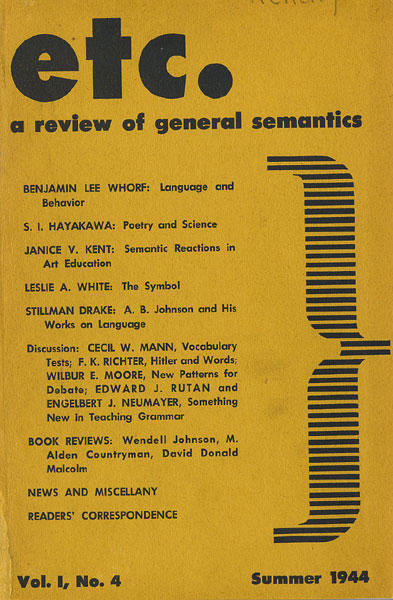 PDF Version: ETC: A Review of General Semantics 1:4 (Summer 1944)