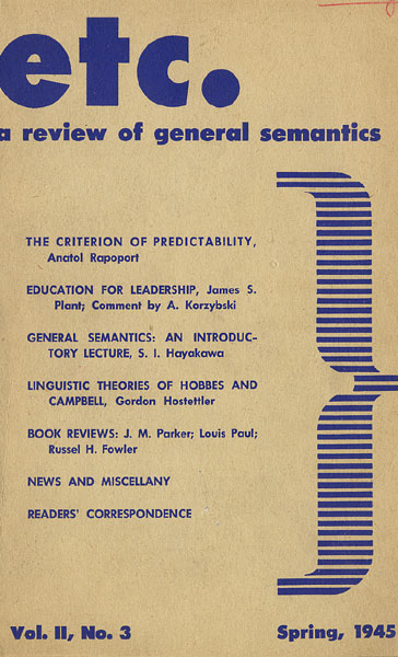 PDF Version: ETC: A Review of General Semantics 2:3 (Spring 1945)