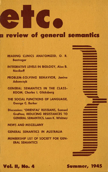 PDF Version: ETC: A Review of General Semantics 2:4 (Summer 1945)