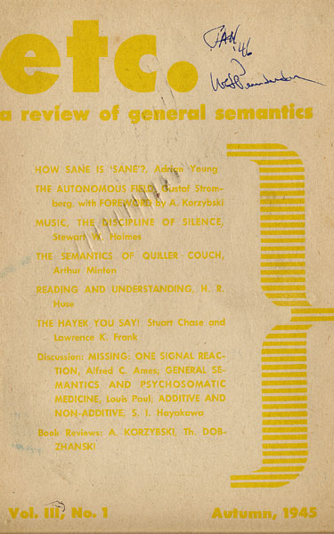 PDF Version: ETC: A Review of General Semantics 3:1 (Autumn 1945)