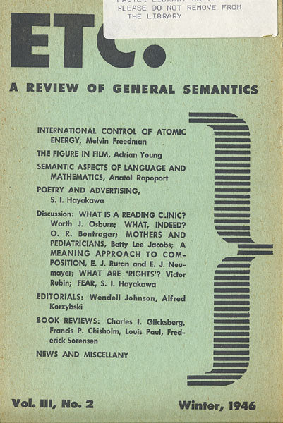 PDF Version: ETC: A Review of General Semantics 3:2 (Winter 1946)