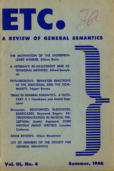 PDF Version: ETC: A Review of General Semantics 3:4 (Summer 1946)