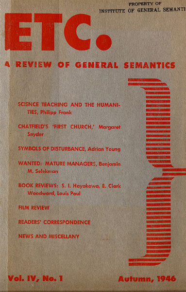 PDF Version: ETC: A Review of General Semantics 4:1 (Autumn 1946)