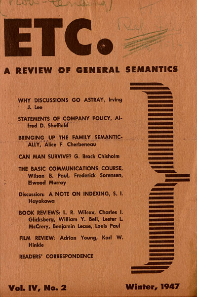 PDF Version: ETC: A Review of General Semantics 4:2 (Winter 1947)