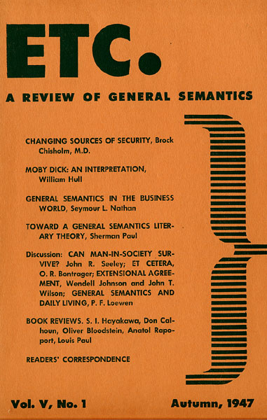 PDF Version: ETC: A Review of General Semantics 5:1 (Autumn 1947)