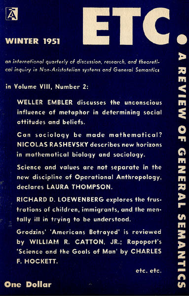 PDF Version: ETC: A Review of General Semantics 8:2 (Winter 1951)