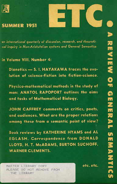 PDF Version: ETC: A Review of General Semantics 8:4 (Summer 1951)
