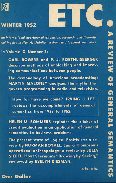 PDF Version: ETC: A Review of General Semantics 9:2 (Winter 1952)