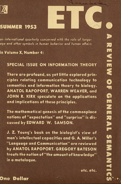 PDF Version: ETC: A Review of General Semantics 10:4 (Summer 1953)