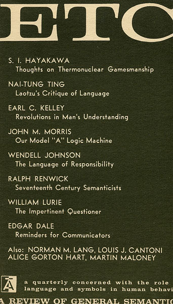 PDF Version: ETC: A Review of General Semantics 19:1 (May 1962)