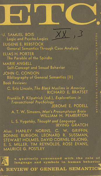 PDF Version: ETC: A Review of General Semantics 20:3 (September 1963)