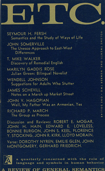 PDF Version: ETC: A Review of General Semantics 21:2 (June 1964)