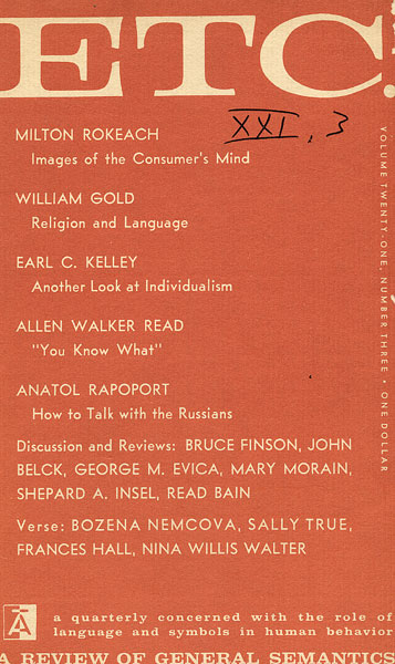 PDF Version: ETC: A Review of General Semantics 21:3 (September 1964)