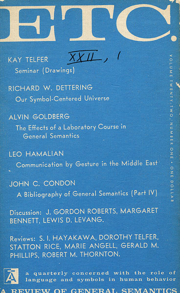 PDF Version: ETC: A Review of General Semantics 22:1 (March 1965)
