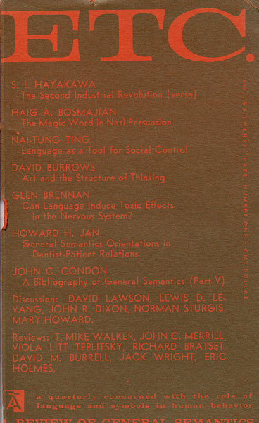 PDF Version: ETC: A Review of General Semantics 23:1 (March 1966)