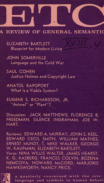 PDF Version: ETC: A Review of General Semantics 23:4 (December 1966)