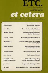 PDF Version: ETC: A Review of General Semantics 43:3 (Fall 1986)
