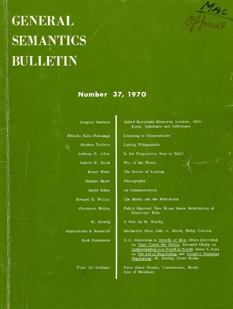 PDF Version: General Semantics Bulletin No. 37 (1970)